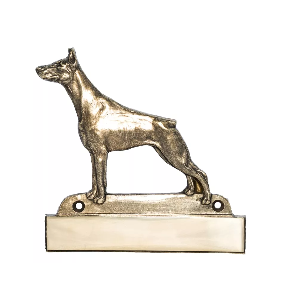 Dobermann I - Haustürschild mit Hund, Messingschild mit Namen, personalisiertes Türschild mit Markennamen Art-Dog