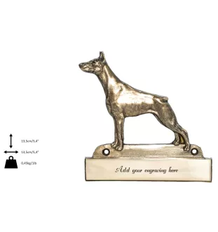 Dobermann, Dobermann Pinscher I - plaque d'adresse avec chien, plaque de nom en laiton, plaque de porte personnalisée avec le nom de la marque Art-Dog
