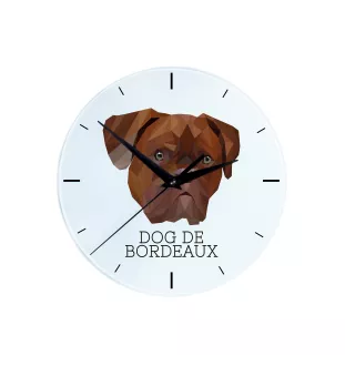 Dogue de Bordeaux - horloge murale géométrique avec photo et logo de la marque Art-Dog