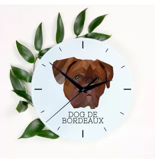 Bordeauxdogge, Dogue de Bordeaux - geometrische Wanduhr mit Bild und Aufschrift der Marke Art-Dog