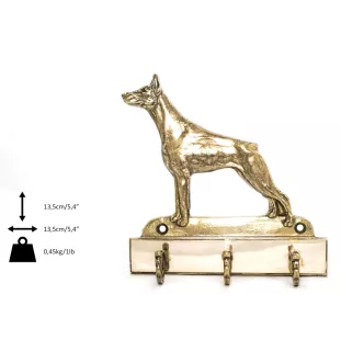 Dobermann, Doberman Pinscher, Dobie I - key holder with a dog, brass handle for dog accessories, an elegant decoration for the hallway from the Art-Dog brand.