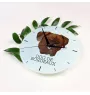 Bordeauxdogge, Dogue de Bordeaux - geometrische Wanduhr mit Bild und Aufschrift der Marke Art-Dog