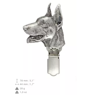 Dobermann, Dobermann Pinscher - broche avec pince, support pour numéro de départ, épingle argentée pour exposition de chiens de la marque Art-Dog