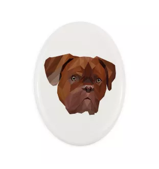 Bordeauxdogge, Dogue de Bordeaux - Fliese mit geometrischem Bild und Schriftzug der Marke Art-Dog