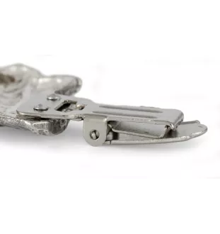 Dobermann, Doberman Pinscher, Dobie - brooch with a clip, holder for a start number, silver-plated dog show pin from the Art-Dog brand