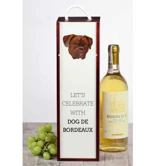 Bordeauxdogge, Dogue de Bordeaux - geometrische Box mit einem Bild und Schriftzug für Wein der Marke Art-Dog