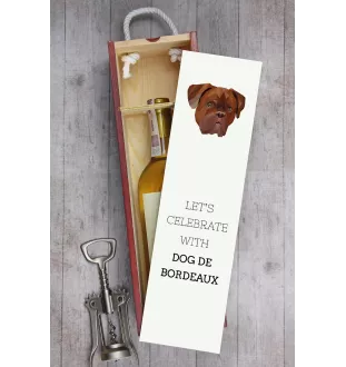 Bordeauxdogge, Dogue de Bordeaux - geometrische Box mit einem Bild und Schriftzug für Wein der Marke Art-Dog