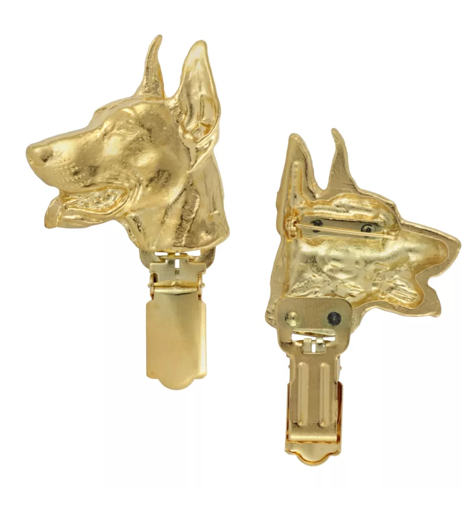Dobermann, Dobermann Pinscher - broche avec pince, support doré pour numéro de départ, cadeau pour exposition de chiens de la marque Art-Dog