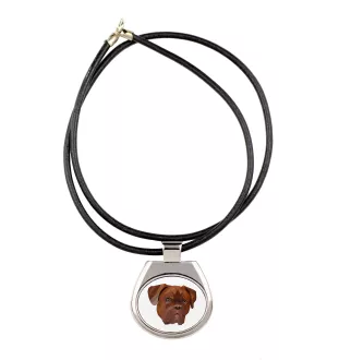 Dogue de Bordeaux - collier avec une photo et un motif géométrique de la marque Art-Dog