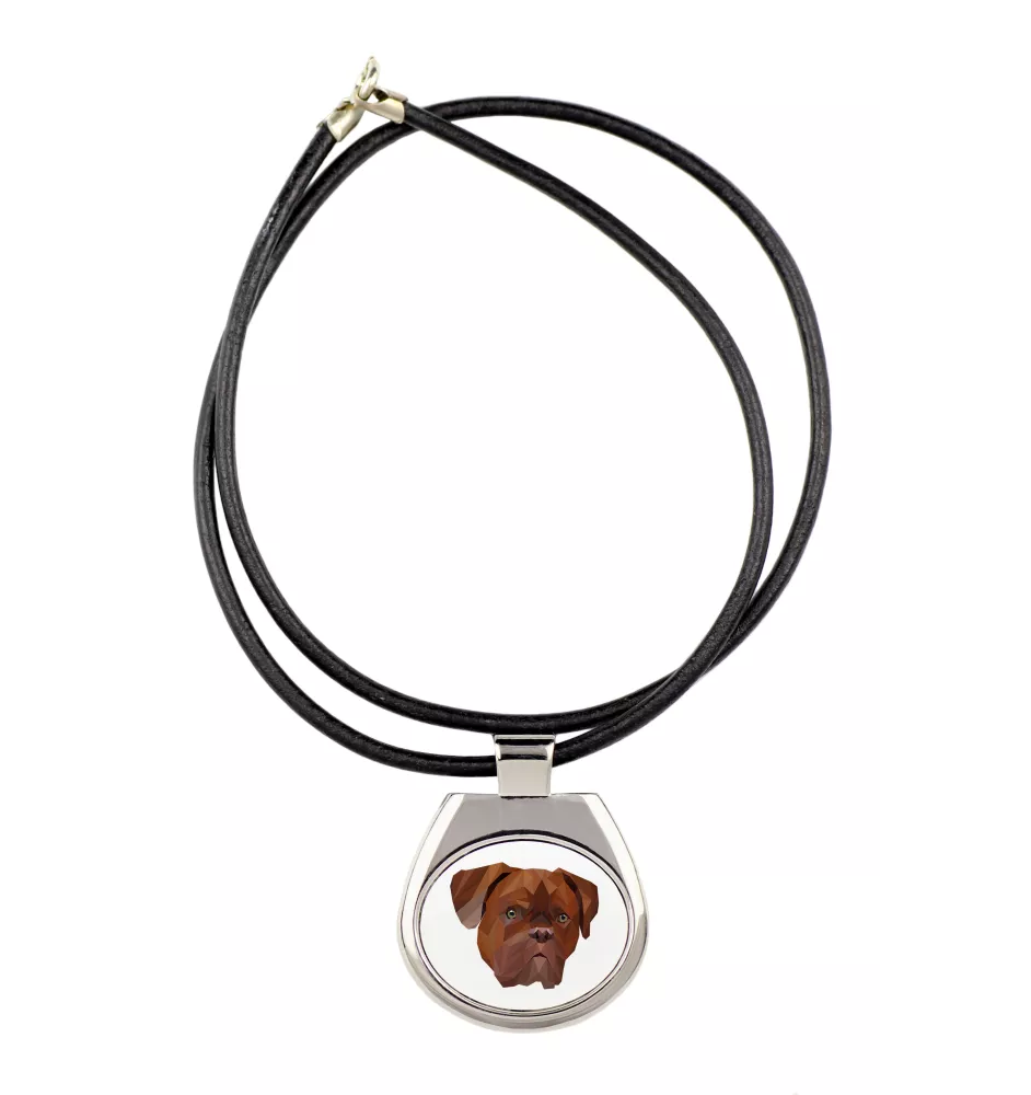 Dogue de Bordeaux - collier avec une photo et un motif géométrique de la marque Art-Dog