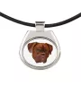 Bordeauxdogge, Dogue de Bordeaux - Halskette mit einem Foto und einem geometrischen Schriftzug der Marke Art-Dog