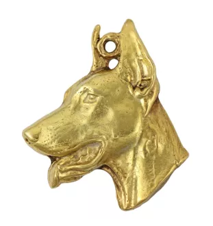 Dobermann I - Schlüsselanhänger und Halskette mit Hund in einer Box, vergoldetes Produkt von hoher Qualität, Marke Art-Dog