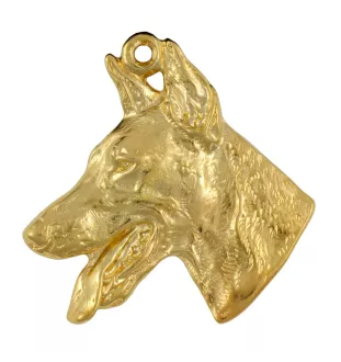 Dobermann, Doberman Pinscher, Dobie - keychain and necklace with a dog in a box, high-quality gold-plated product, Art-Dog brand