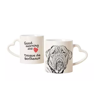 Dogue de Bordeaux, French Mastiff, Bordeauxdog - cup with a dog, adorable cup with a heart-shaped handle, universal gift from the Art-Dog brand
