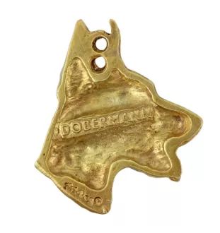 Dobermann, Doberman Pinscher, Dobie - keychain and necklace with a dog in a box, high-quality gold-plated product, Art-Dog brand