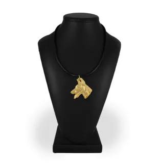 Dobermann, Doberman Pinscher, Dobie - keychain and necklace with a dog in a box, high-quality gold-plated product, Art-Dog brand