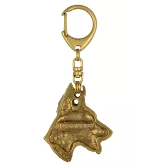 Dobermann, Dobermann Pinscher - porte-clés et collier avec chien dans une boîte, produit plaqué or de haute qualité, marque Art-Dog