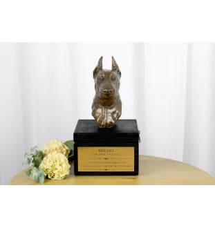 Dobermann, Dobermann Pinscher I - une urne avec une gravure et une sculpture de chien, un dernier adieu, un produit fait à la main de la marque Art-Dog
