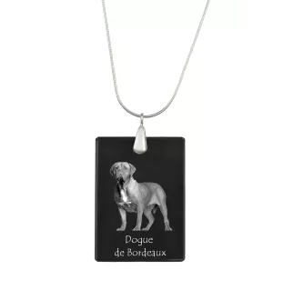 Dogue de Bordeaux, French Mastiff, Bordeauxdog - Crystal pendant with dog, silver necklace with photo, personalised pendant by Art-Dog brand