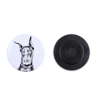 Dobermann I Magnet mit einem Hundepfotenabdruck, außergewöhnlich leicht, starker Magnet, handgefertigtes Produkt der Marke Art-Dog