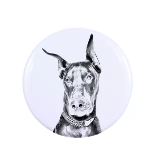 Dobermann I Magnet mit einem Hundepfotenabdruck, außergewöhnlich leicht, starker Magnet, handgefertigtes Produkt der Marke Art-Dog