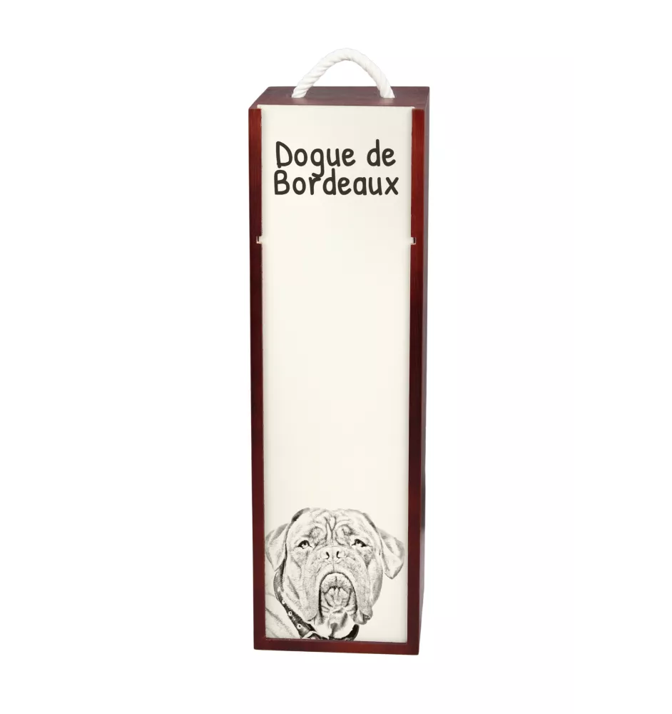 Dogue de Bordeaux - boîte à vin avec chien, boîte à alcool avec graphisme, boîte cadeau personnalisée de la marque Art-Dog