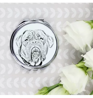 Dogue de Bordeaux, French Mastiff, Bordeauxdog - Pocket mirror with a dog, personalized mirror for a purse, compact mirror with Art-Dog brand print.