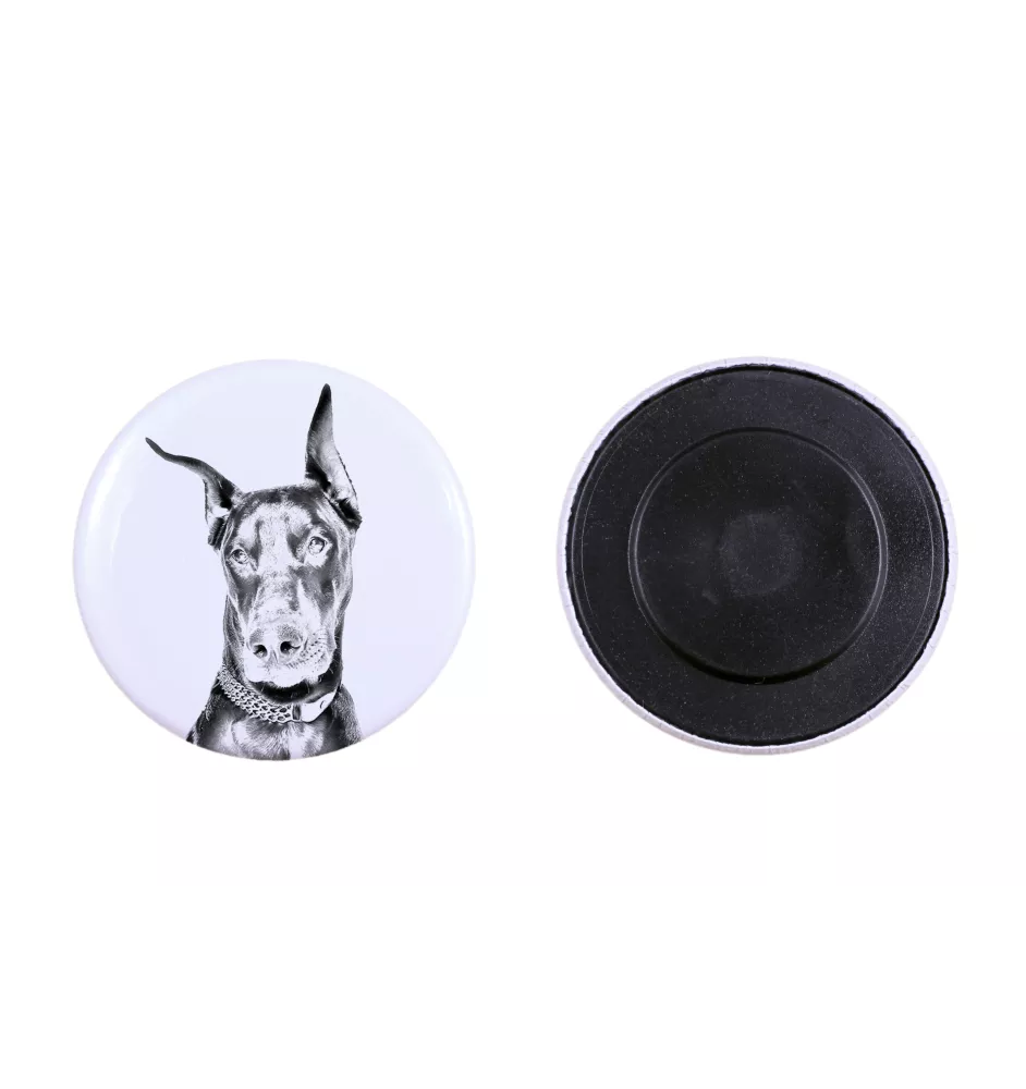 Dobermann I Magnet mit einem Hundepfotenabdruck, außergewöhnlich leicht, starker Magnet, handgefertigtes Produkt der Marke Art-Dog