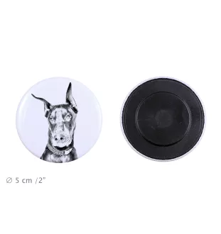 Dobermann I Magnet mit einem Hundepfotenabdruck, außergewöhnlich leicht, starker Magnet, handgefertigtes Produkt der Marke Art-Dog