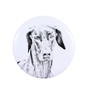 Dobermann Magnet mit einem Hundepfotenabdruck, außergewöhnlich leicht, starker Magnet, handgefertigtes Produkt der Marke Art-Dog