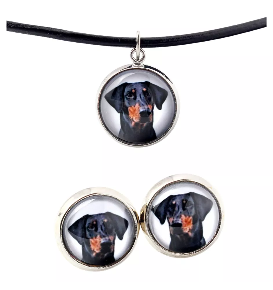 Dobermann, Dobermann Pinscher II - boîte à bijoux avec votre photo, ensemble collier et boucles d'oreilles, produits personnalisés de la marque Art-Dog