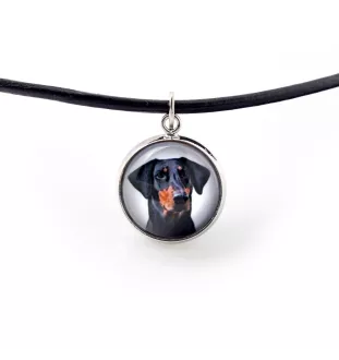 Doberman naszyjnik i kolczyki ze zdjęciem Art-Dog