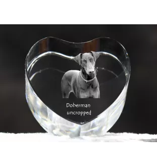 Dobermann I - Hundebild im Kristall, Kristallherz, einzigartiger Bilderrahmen der Marke Art-Dog