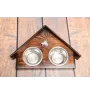 Dobermann, Doberman Pinscher, Dobie I - wooden stand with bowls for a dog, decorative dog bowls, a gift for adopting a dog from the Art-Dog brand