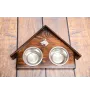 Dobermann, Doberman Pinscher, Dobie - wooden stand with bowls for a dog, decorative dog bowls, a gift for adopting a dog from the Art-Dog brand