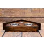 Dobermann, Doberman Pinscher, Dobie - wooden stand with bowls for a dog, decorative dog bowls, a gift for adopting a dog from the Art-Dog brand