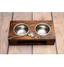 Dobermann, Doberman Pinscher, Dobie I - wooden stand with bowls for a dog, steel dog bowls, a gift for adopting a dog from the Art-Dog brand