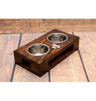 Dobermann, Dobermann Pinscher I - support en bois avec des bols pour chien, bols pour chien en acier, cadeau pour l'adoption d'un chien de la marque Art-Dog