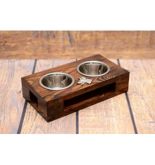 Dobermann, Dobermann Pinscher - support en bois avec des bols pour chien, bols pour chien en acier, cadeau pour l'adoption d'un chien de la marque Art-Dog