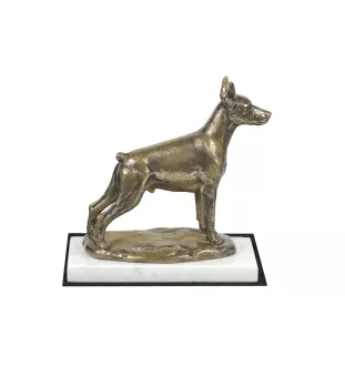 Dobermann, Doberman Pinscher, Dobie I - dog figurine, statue on white marble, trophy for Art-Dog dog show exhibition
