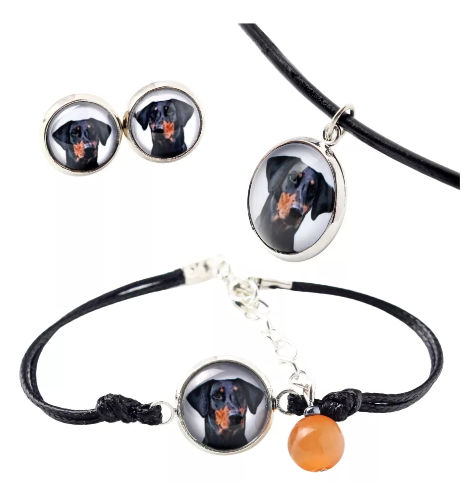Dobermann, Doberman Pinscher, Dobie II - a set of jewelry in a box, necklace, earrings, bracelet, products from the Art-Dog brand
