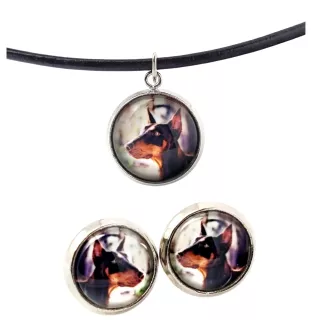 Dobermann, Doberman Pinscher, Dobie - jewelry with your photo box, set of necklace and earrings, personalized products from the Art-Dog brand
