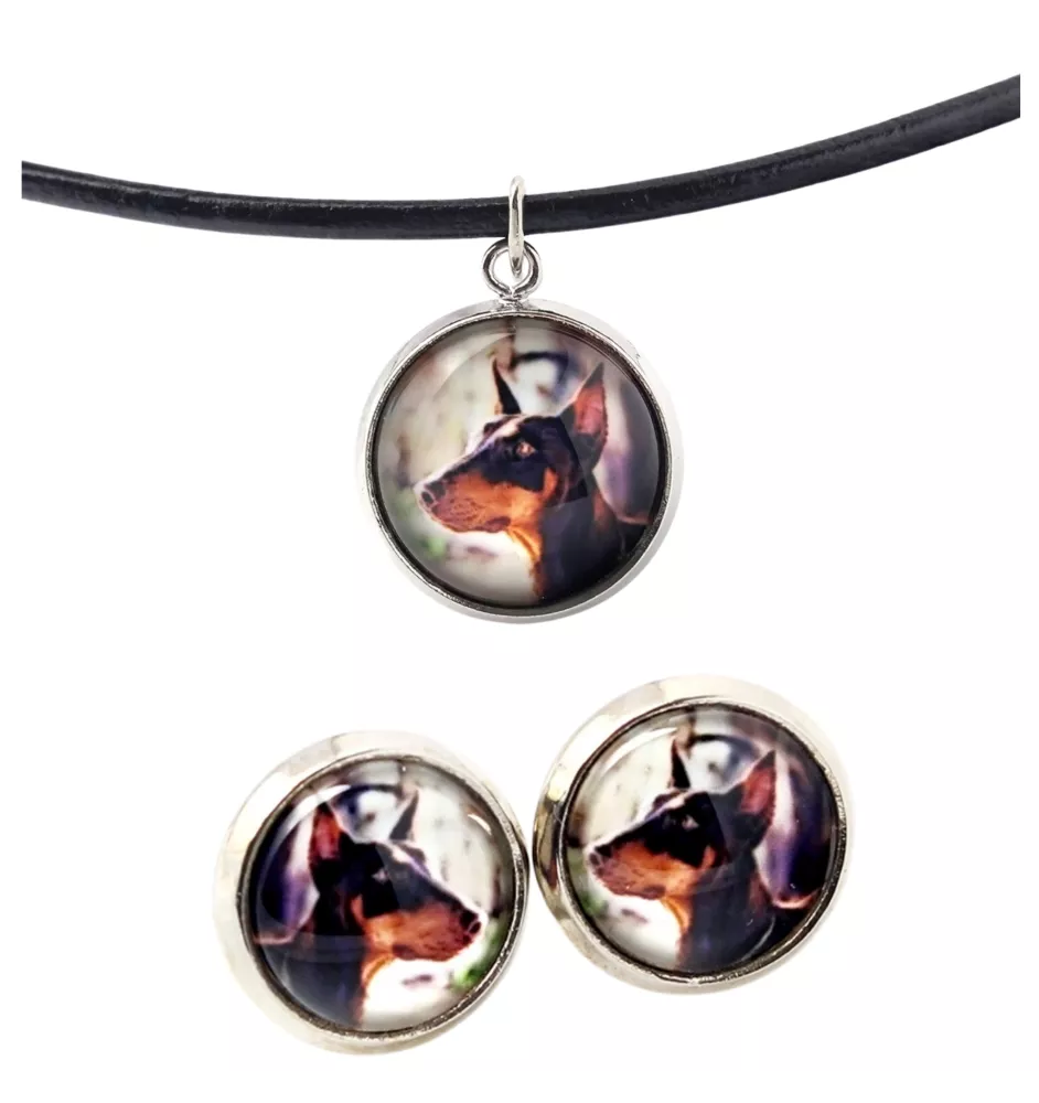 Dobermann - Schmuck mit Ihrem Foto-Box, Halskette und Ohrringe-Set, personalisierte Produkte der Marke Art-Dog.
