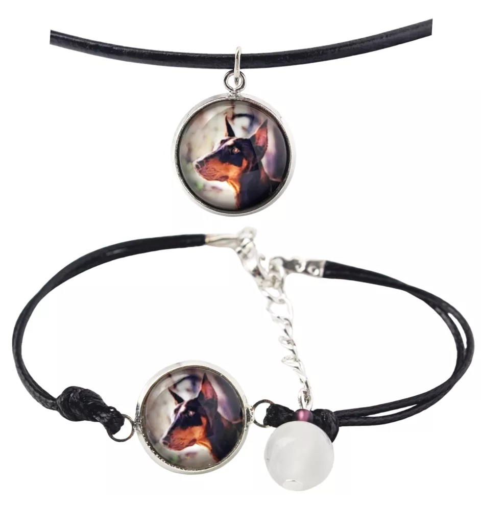 Dobermann, Dobermann Pinscher - ensemble de bijoux avec votre photo, ensemble fait à la main, bracelet et collier de la marque Art.-Dog