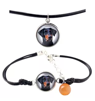 Dobermann, Dobermann Pinscher II - ensemble de bijoux avec votre photo, ensemble fait à la main, bracelet et collier de la marque Art.-Dog