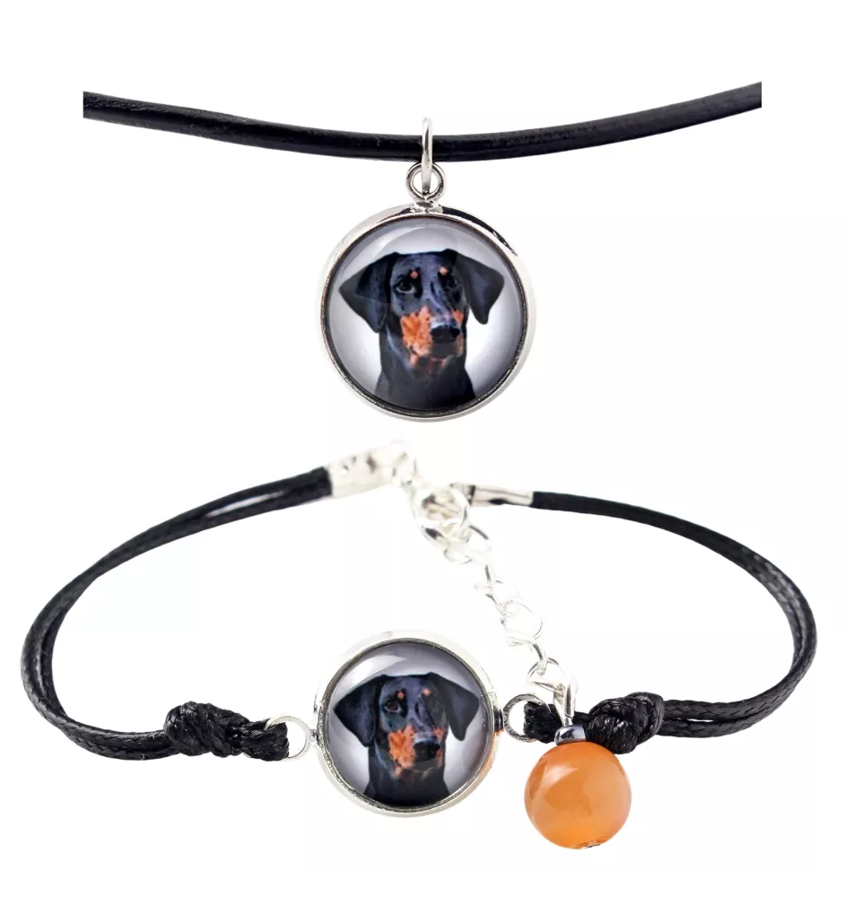 Dobermann, Dobermann Pinscher II - ensemble de bijoux avec votre photo, ensemble fait à la main, bracelet et collier de la marque Art.-Dog