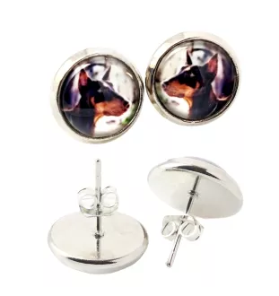 Dobermann, Dobermann Pinscher - boucles d'oreilles dans une boîte, votre photo, bijoux faits à la main, produit de la marque Art-Dog.