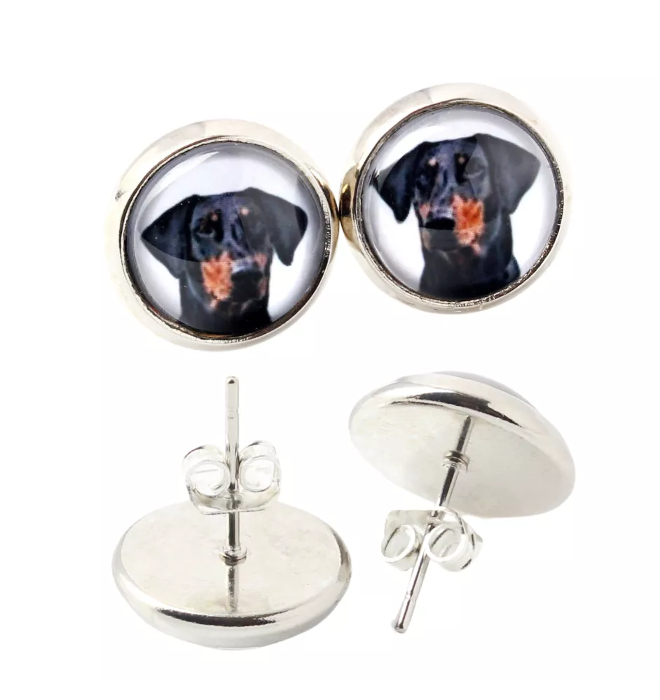 Dobermann II - Ohrringe in einer Schachtel, Ihr Foto, handgefertigter Schmuck, Eigenmarke von Art-Dog.