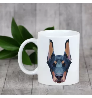 Dobermann, Dobermann Pinscher I - tasse avec une photo et un motif de chien géométrique Art-Dog
