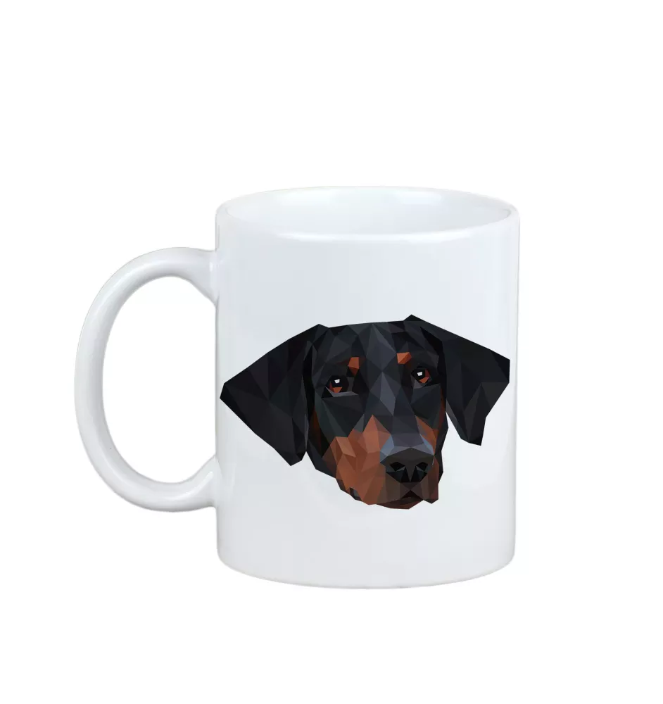 Dobermann, Dobermann Pinscher - tasse avec une photo et un motif de chien géométrique Art-Dog